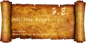 Höfler Ervin névjegykártya