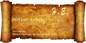 Höfler Ervin névjegykártya